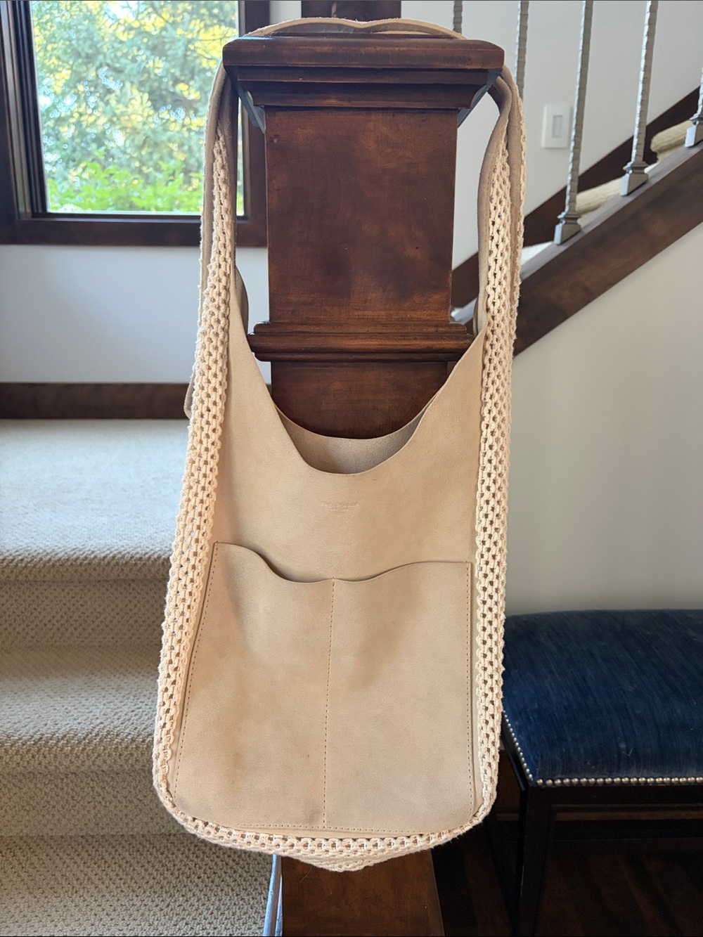 rag & bone Cream Crochet-Trim Shoulder Bag